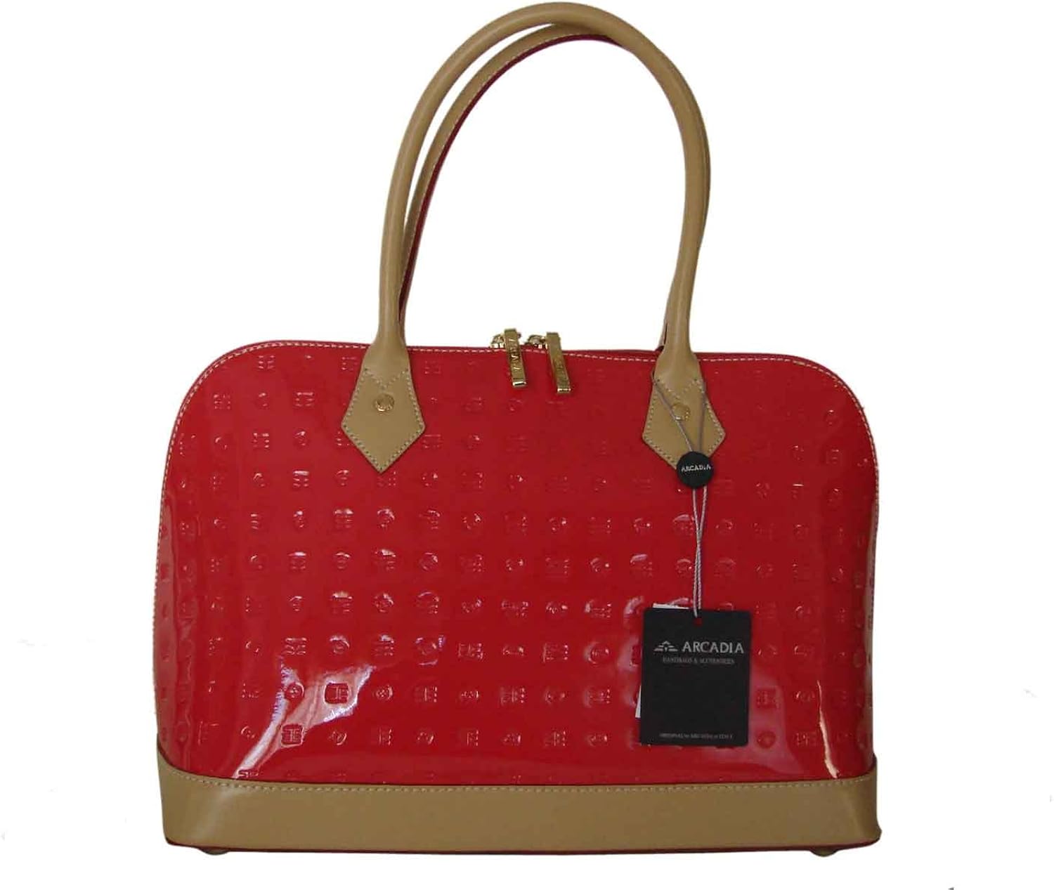 Arcadia Italian Patent Leather Tote Handbag - Red: Handbags: Amazon.com