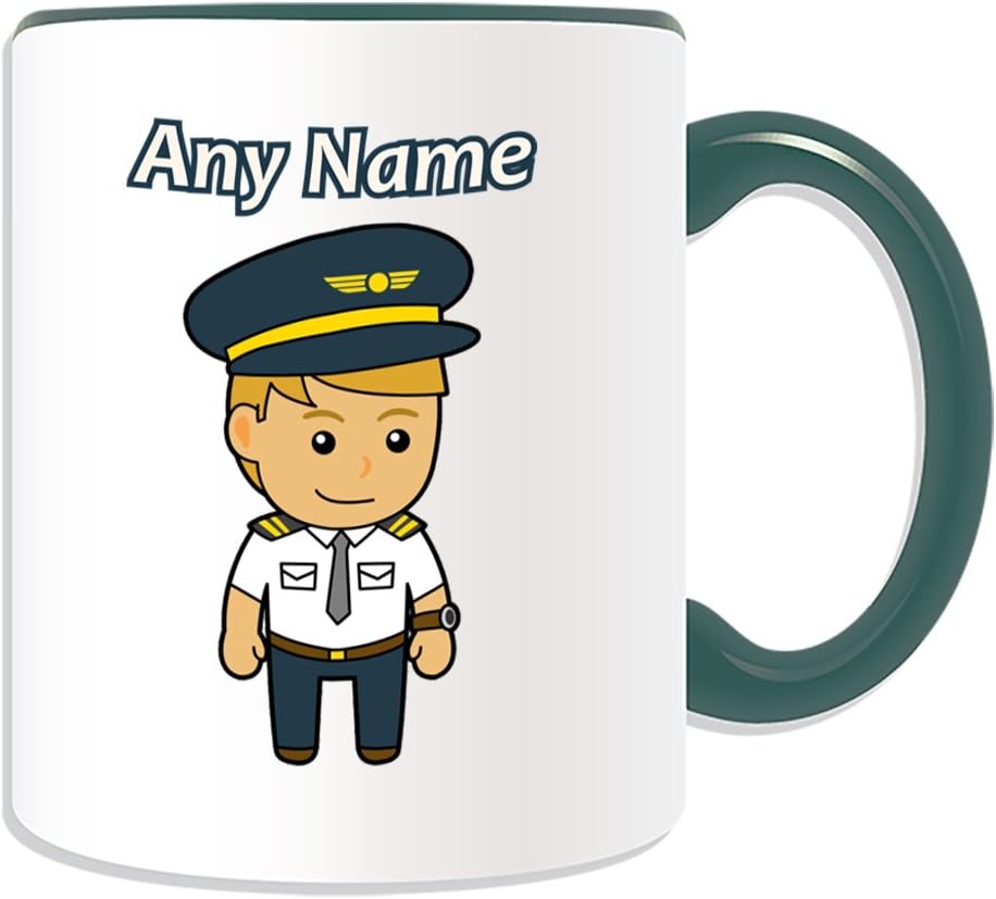 UNIGIFT Personalised Gift - Pilot/Aviator Mug (Career Design Theme, Colour Options) - Any Name/Message on Your Unique Mug - Aircraft
