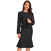 Allegra K 2 Piece Suit Dress Set for Women's Business Sleeveless Dress and Crop Blazer