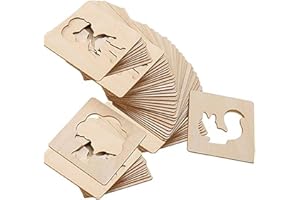 Drawing Stencils for Kids 60PCS, Safe Wooden Stencils for Kids Early Educational, for Drawing, DIY Chalk for Boys Girls, Art 