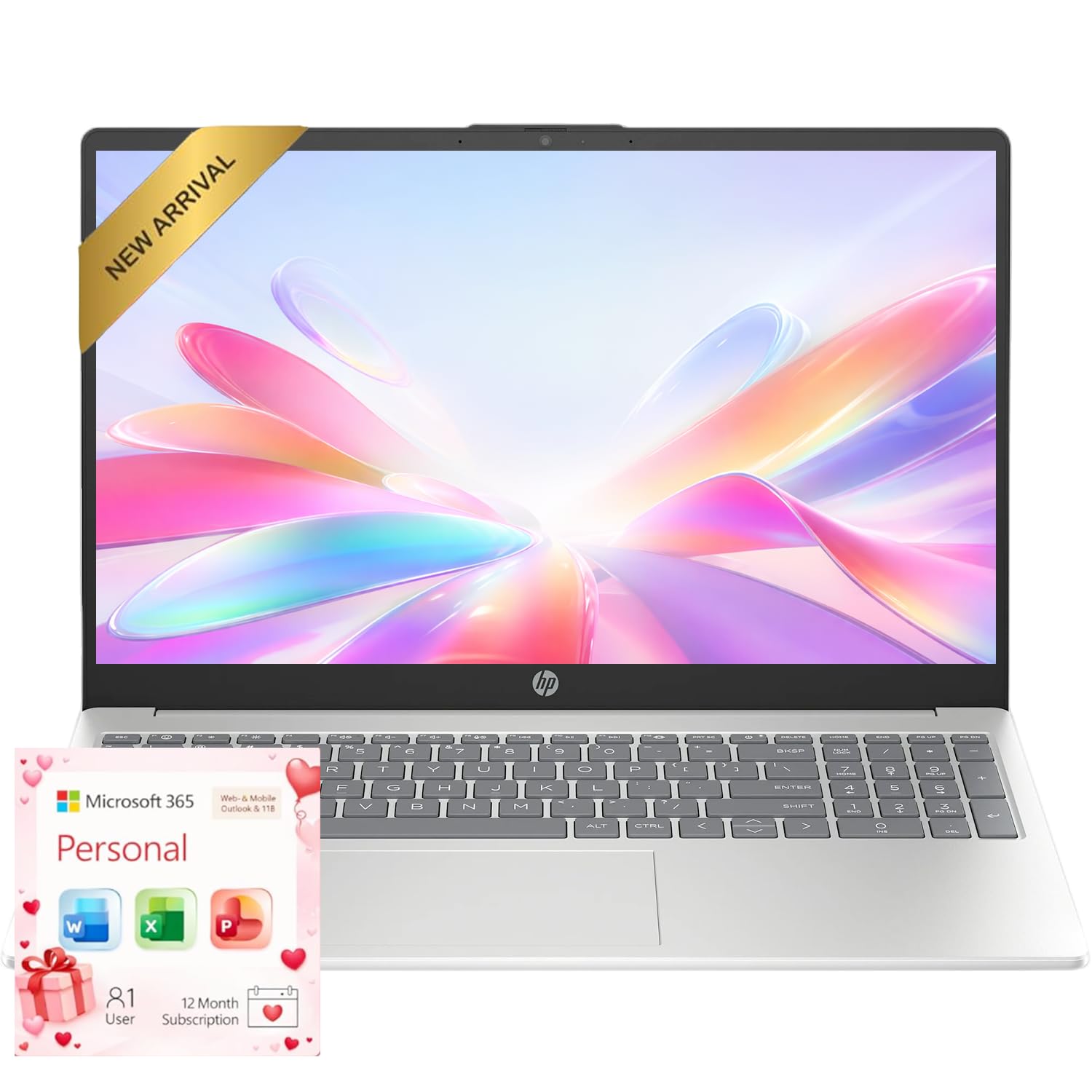 HP 15.6" Business Laptop Computer with Microsoft 365 • 2026 Edition • Copilot AI • Intel 4-Core N100 CPU • 1.1TB Storage (1TB OneDrive + 128GB SSD) • Windows 11 • w/o Mouse