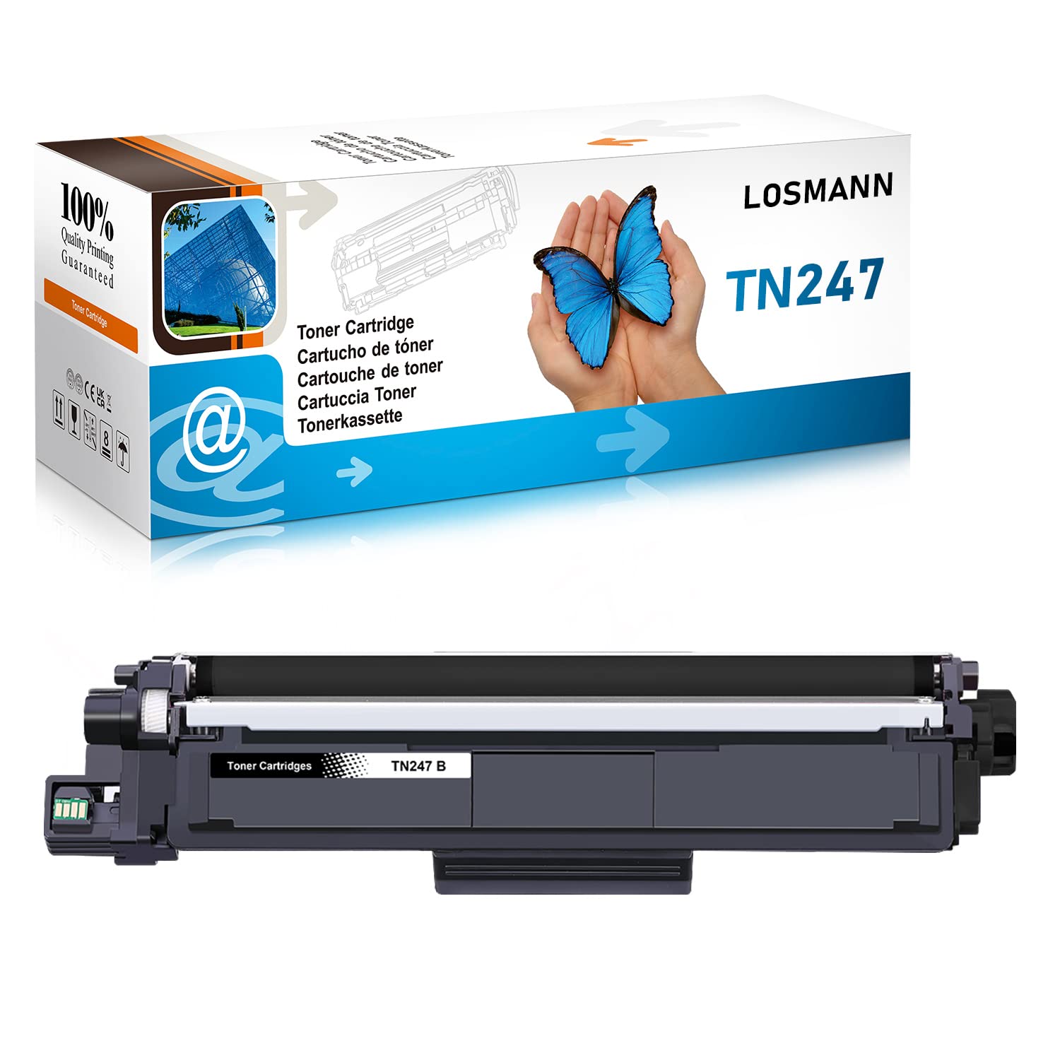 LOSMANN 1x Black Toner Compatible for Brother TN247 TN243 for Brother MFC-L3770CDW MFC-L3750CDW HL-L3230CDW HL-L3210CW MFC-L3710CW DCP-L3550CDW MFC-L3730CDN DCP-L3510CDW HL-L3270CDW DCP-L3517CDW