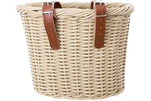 ZUKKA Bike Basket Woven Bike Basket for Adult Bikes Front/Kids Bike Handlebar with Adjustable Leather Straps Waterproof Storage Bicycle Basket, Multi-Colors