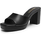 DREAM PAIRS Women's Platform Block Heel Mule Sandals, Square Toe Ankle Strap Slip On Comfortable Heeled Sandals for Party Wedding Shoes