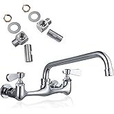 Sepaitek Leak-Free Commercial Sink Faucet 8" Center 8" Spread Swivel Spout, Wall Mount Kitchen Faucet 2 Hole 2 Handles, Laund