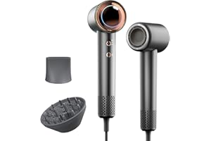 Tideway H11 Hair Dryer 110000 RPM Professional High-Speed, Rapid Drying Plasma Tech for Scalp Health, Lightweight Low Noise, Smart Temp Control,4 Temps Travel with Magnetic Nozzle&Diffuser (Black)