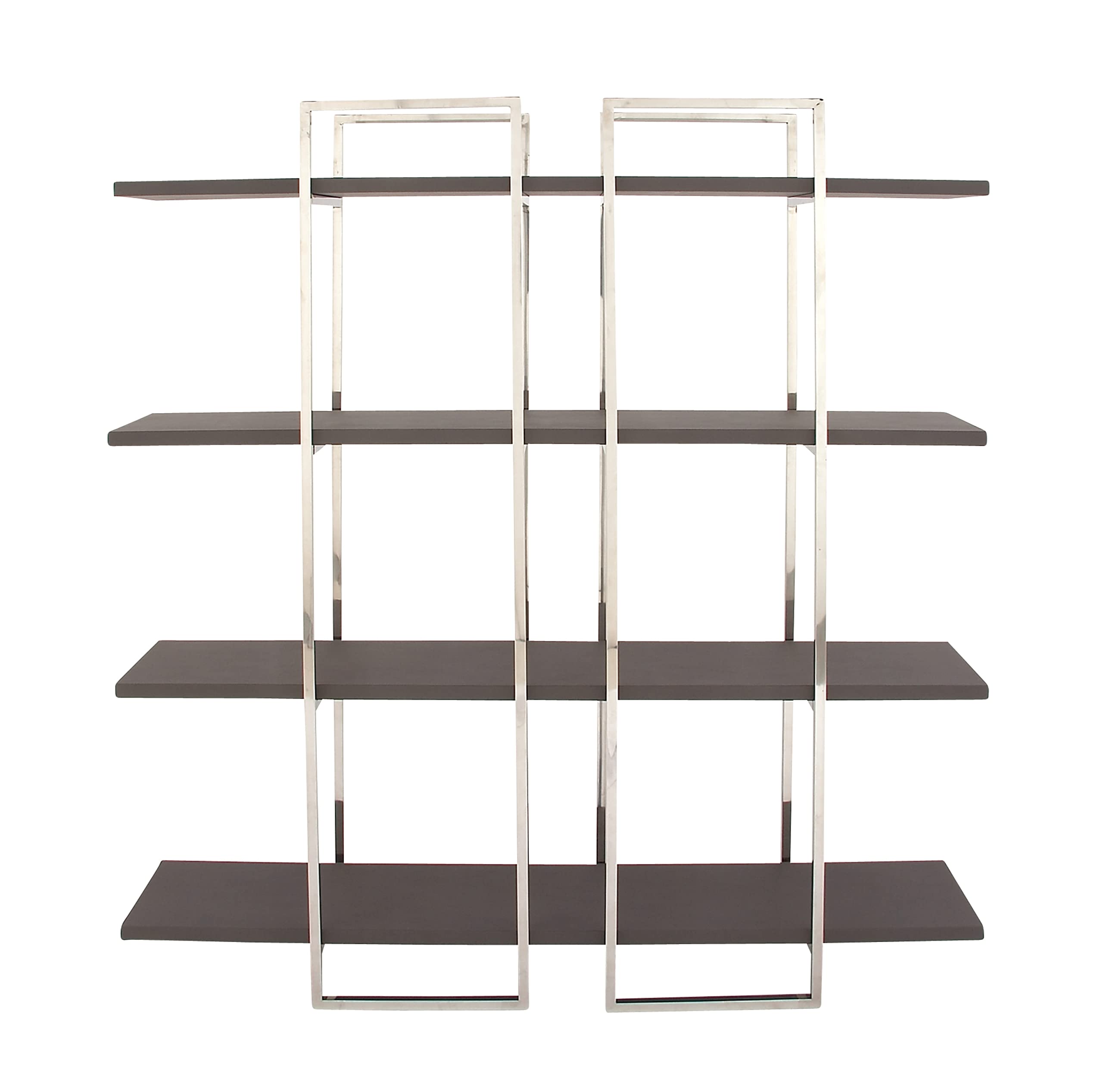 Photo 1 of Deco 79 62765 Large Contemporary Metallic Silver & Brown Bookshelf with Grid Silhouette, 63” x 69”