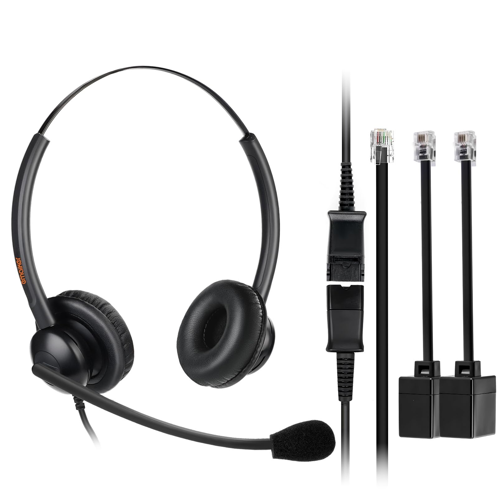 EMAIKER N/X Office Telephone Headphone with Noise Canceling Microphone,Phone Headset for Landline Phone for Polycom VVX311 VVX410 VVX411 VVX500 Mitel 5220e 5330e 5330 5340 Avaya ShoreTel