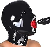 SALANSEX Latex Hood with Red Mouth Bag, Restrictive