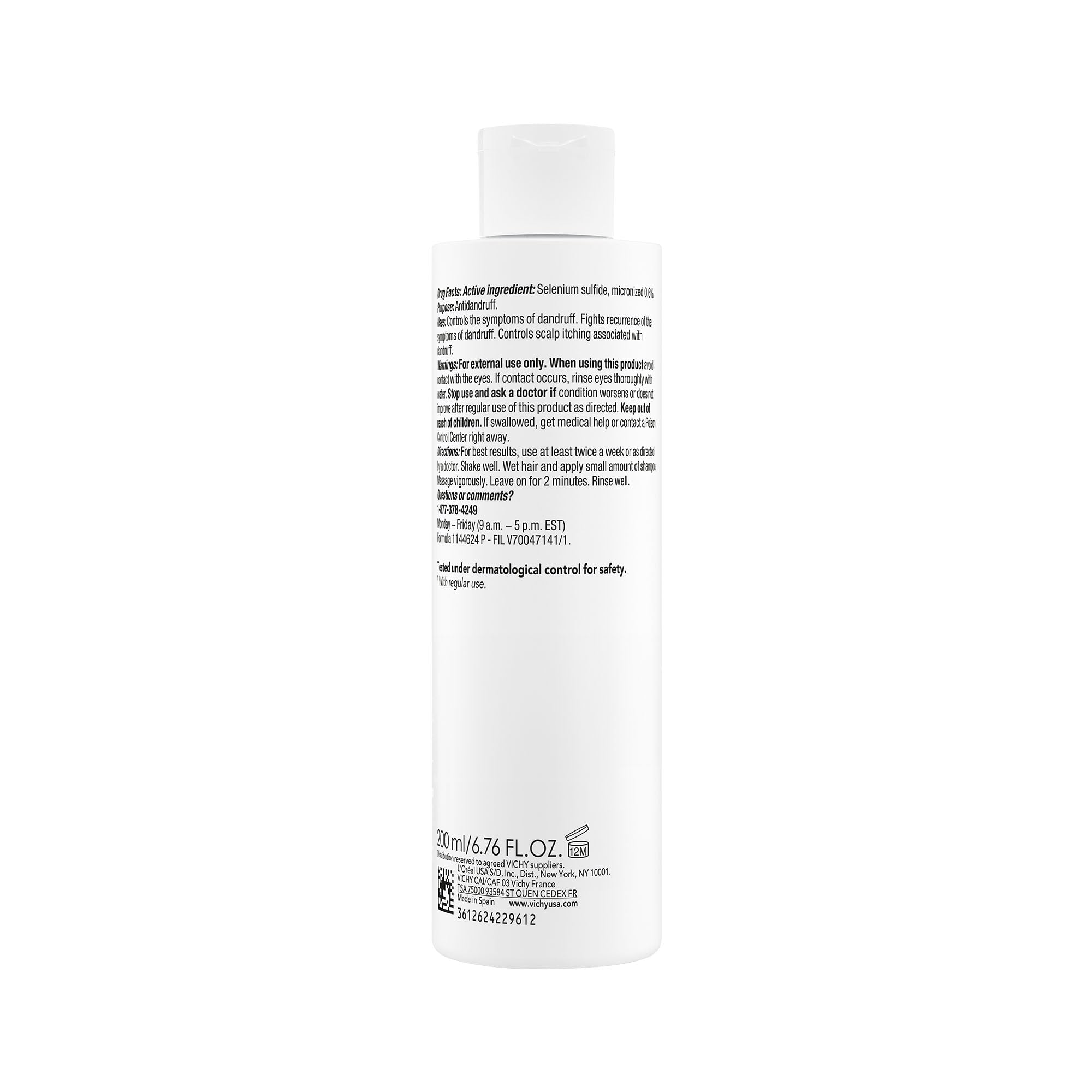 Dercos Selenium Sulfide Anti Dandruff Shampoo, Dry Scalp Treatment and Itch Relief. Prescription Strength Comparable to 2% Ketoconazole, for Mild to Severe Dandruff-Prone Hair & Flaky, Itchy Scalps