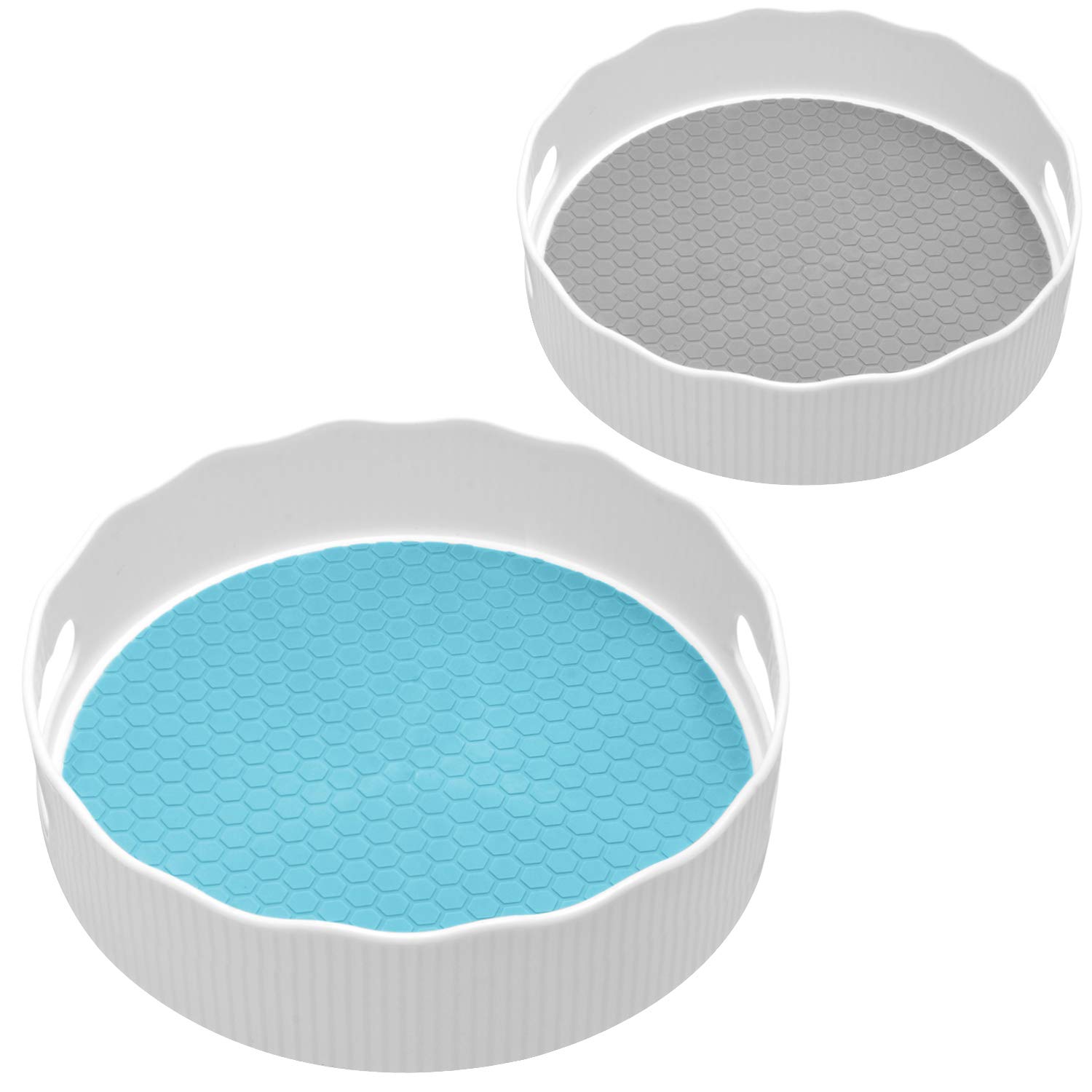 Nxconsu 2Pack 2Size Lazy Susan Storage Turntable Organizer Containers for Kitchen Cabinet Pantry Bedroom Office Bathroom Freezer Cupboard Food Spice Makeup Cosmetic Rotating Storage Bin Non-Slip