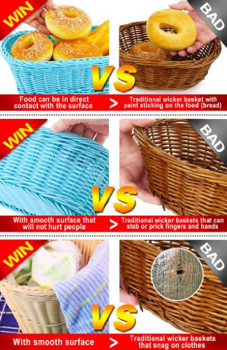 Colorbasket Hand Woven Waterproof Oval Food Basket, Bright Orange - Thumbnail 4