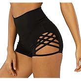 MOSISON Women's Workout Athletic High Waisted Butt Lifting Bandage Sports Gym Yoga Booty Shorts