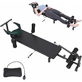 Full Body Traction Table, Adjustable Massage Cervical Traction Bench, Portable Lumbar Stretcher Bed, Home Spine Stretcher Bench for Tension Relief, Lumbar Stretching, 330LBS Capacity Black
