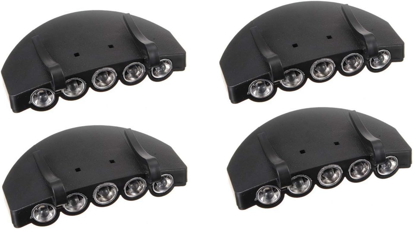 PengchengPengcheng 5 LED Ultra Bright Cap Light Clip on Cap Hat Light Torch Cap Visor Light Headlight Hands Free Great for Camping Hiking Jogging Reading Working Fishing（4PCS