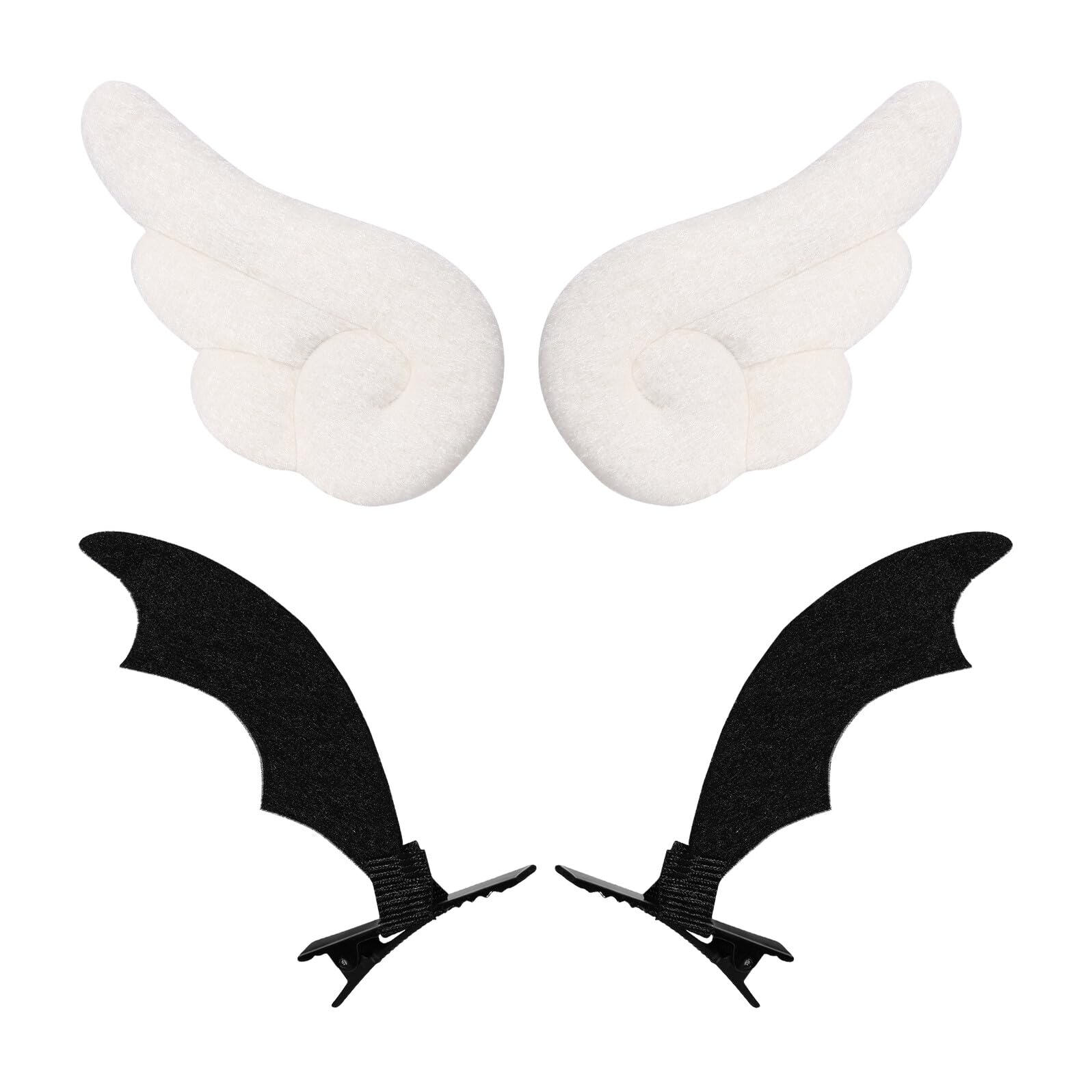 2 Pairs Angel Wings Hair Clips, White Plush Wings Hair Pins Kawaii Hair Clips for Girls Cosplay Festival