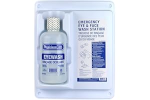First Aid Central EWS1000-1 PhysiciansCare Wall-Mounted Eye Wash Station with Emergency Eye Wash Solution, 32 Oz. Bottle