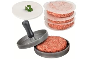 1pc Aluminum Non-Stick Burger Press Tool for Making Homemade Patties, Includes 100 Patty Papers, Ideal for BBQ Grill, Dishwas