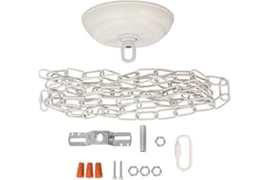 Eumyviv 10 Feet Heavy Duty White Chain with 5" Light Canopy Kit for Chandelier, Swag Light Kit Light Fixture Mounting Bracket for Hanging Light