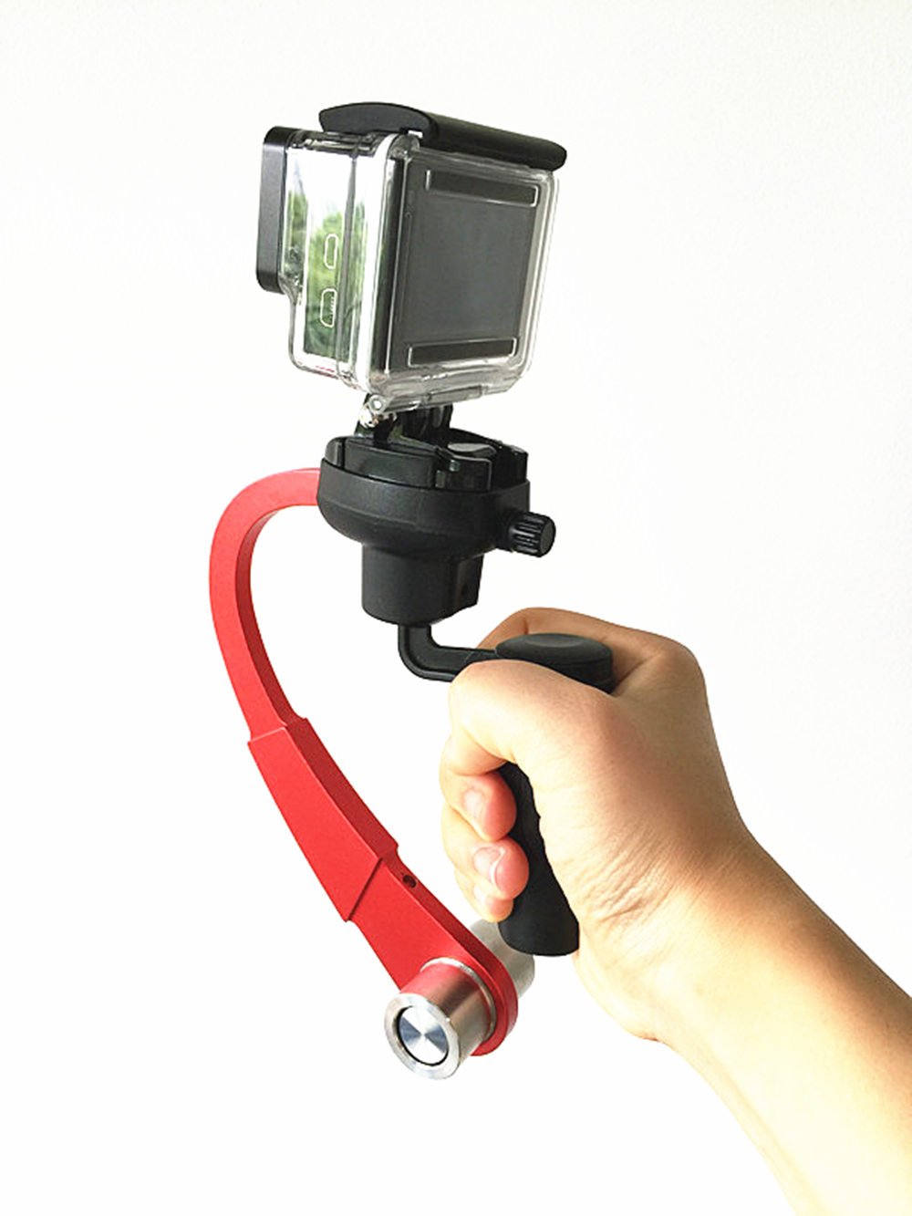 JINSE Mini Handheld Stabilizer and Grip for Gopro Hero 4/3+/3/2 Sj4000 (Red)