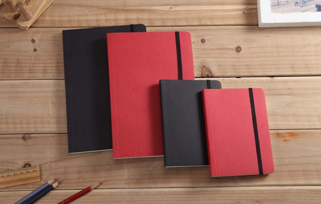 Potentate Pocket Size Travel Notebook, Sketchbook, Smooth Surface, Glue Bound, 80 g, A5, 80 Sheets (Outer Cover Color May Vary Black or Red)