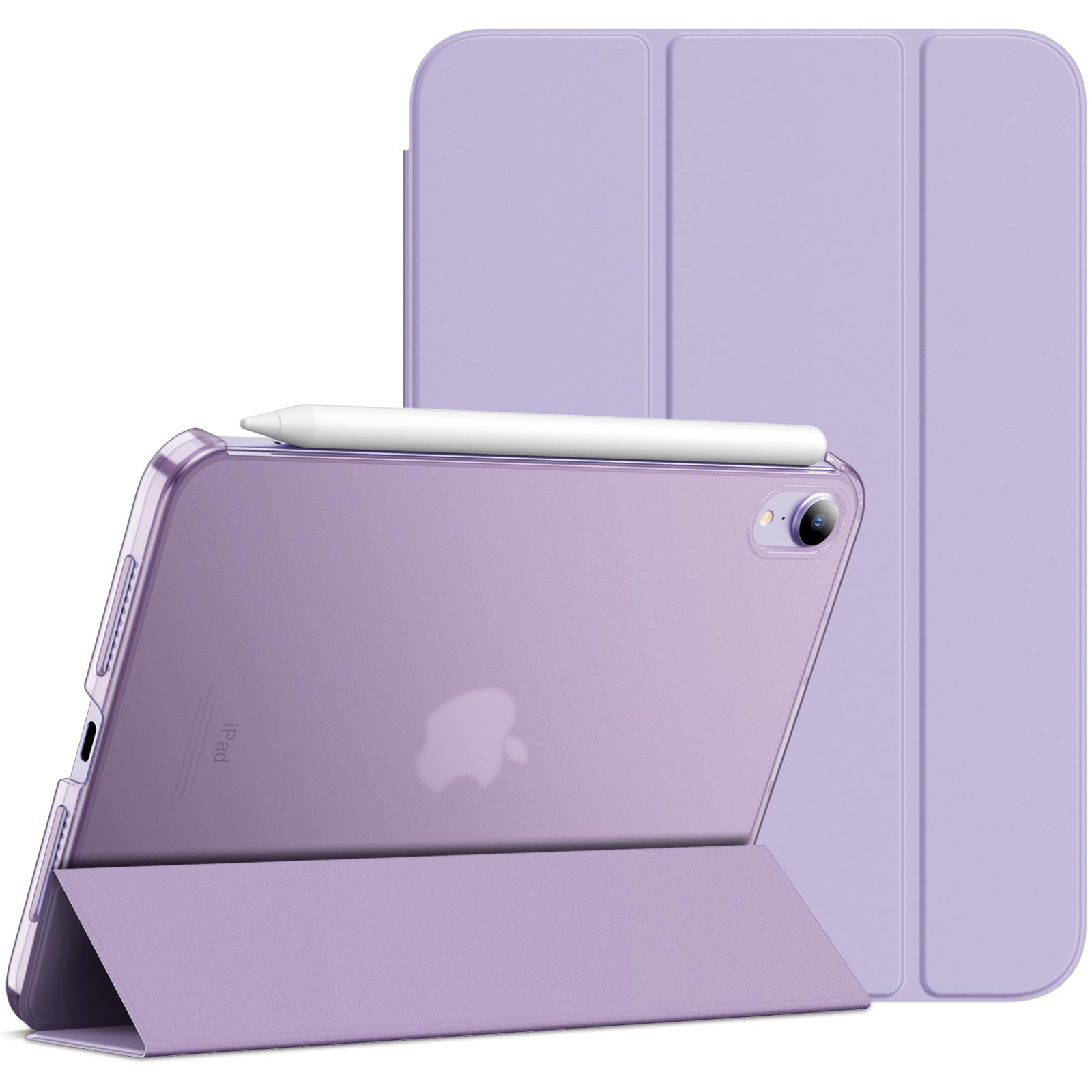 JETech Case for iPad mini (A17 Pro, 2024 Model, 7th Generation) / mini 6 (2021 Model, 6th Generation), Slim Stand Hard Back Shell Smart Cover with Auto Wake/Sleep (Light Purple) — image 1