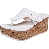 Baxtayel Women's Platform Wedge Thong Sandals Comfortable Arch Support Clip Toe Flip Flops Summer Casual Non-Slip Beach Sandals
