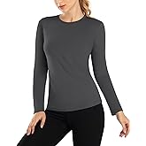 MOSCOAL Thermal Shirts for Women Thermal Tops Long Sleeve Fleece Lined Top Warm Undershirt
