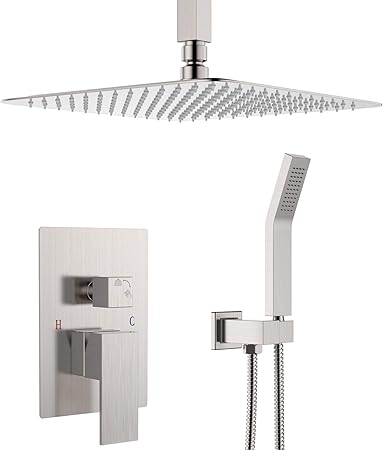 Ceiling Mounted Shower System Brushed Nickel Shower Combo Set With