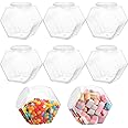 Tideme 8 PCS Hexagon Plastic Jars, Clear Cookie Jars with Lids, Candy Jars, Reusable Coffee Candy Display for Snacks, Candy, Cookie, Dog Treats, Coffee Pod(30 OZ)