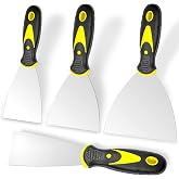 Putty Knife, 4Pcs Spackle Knife Set (2, 3, 4, 5 in), Stainless Steel Paint Scraper, Taping Knife Tool for Repairing Drywall, Removing Wallpaper, Applying Putty, Plaster, Cement, Adhesive