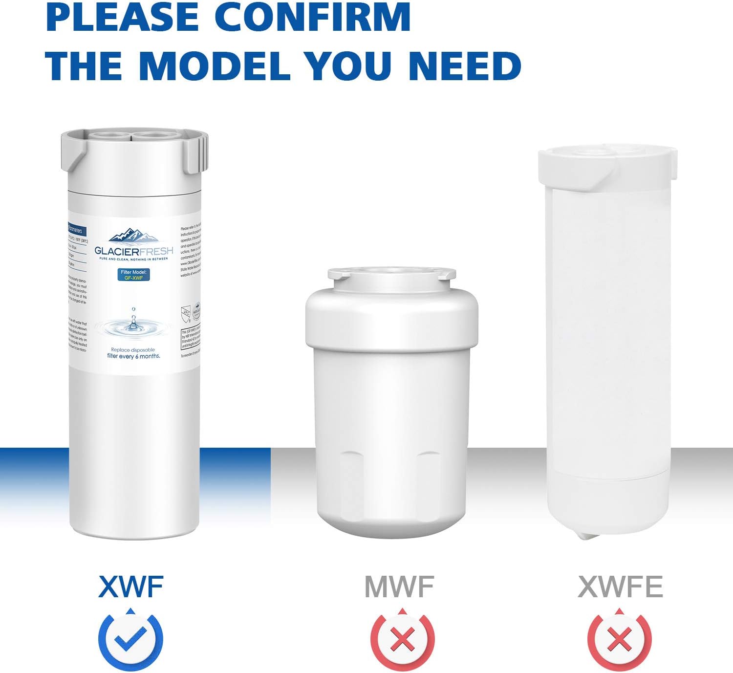 GLACIER FRESH XWF Replacement For GE XWF Refrigerator Water Filter Pack of 3: Kitchen & Dining