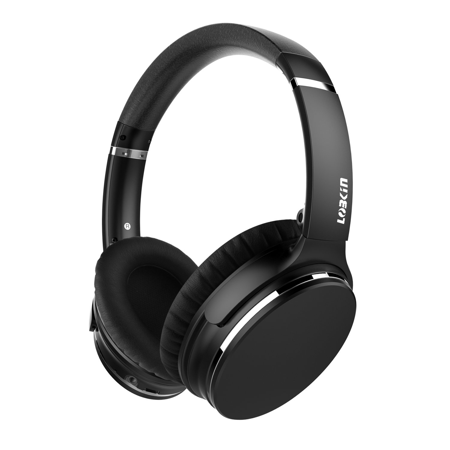 LOBKIN Aktiver Noise Cancelling Bluetooth Kopfhörer mit Mikrofon Hi-Fi Deep Bass Funkkopfhörer Over Ear, Bequeme Protein Ohrpolster, 12 Stunden Playtime für 3,5 mm & Bluetooth Gerät (Schwarz)
