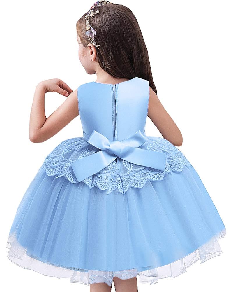 AGQT Girl Sleeveless Embroidery Pageant Dress Kids Chiffon Tulle Princess Evening Dress Prom