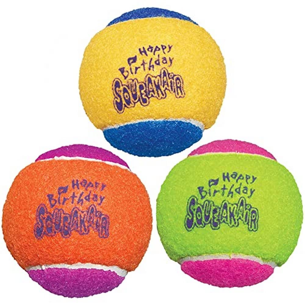 KONG Birthday Air Squeakair Balls, Medium, Pack of 3