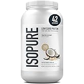 Isopure Low Carb 100% Pure Whey Isolate Protein Powder, Gluten Free, With Vitamins, Toasted Coconut, 25g Protein Per Serving, 3 Lbs, 42 Servings (Packaging May Vary)