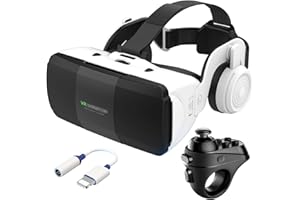 PUCIO VR Headset for Phone 4.7-7.8 Inch iOS and Android, 3D Virtual Reality Glasses with Controller and Headphones, Vr Glasses for Kids and Adult Play Vr Games & 3D Movies, for Men/Kids (