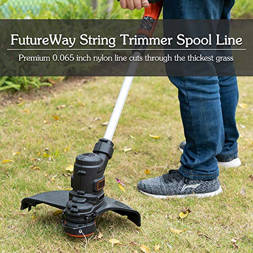 FutureWay String Trimmer Replacement Spool Line GH700 GH710 GH750, Dual Line Weed Trimmer Spool 36ft Compatible with Black Decker DF-065, Cordless Trimmer Edger Replacement 90517175 (6 PCS)