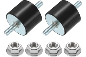 uxcell 2Pcs M10 x 27mm Rubber Mounts, 40 x 50mm Cylindrical Anti Vibration Isolator Studs Shock Absorber Double Studs with Nuts for Car Bobbin Generator Air Compressors