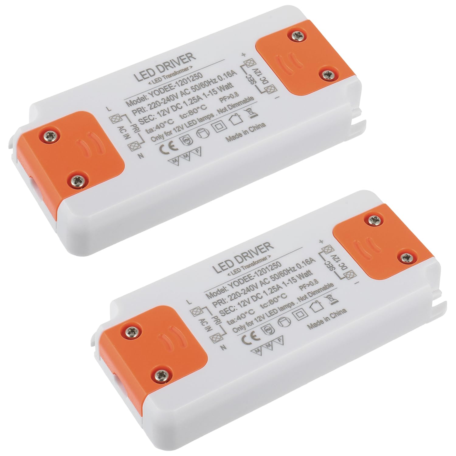 EPLZON 12V 15W LED Transformer LED Driver Compact LED Light Adapter for G4 MR16 MR11 GU4 GU5.3 LED lamps (2 Pieces)