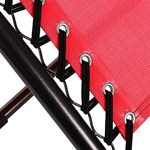Fashine Folding Zero Gravity Reclining Lounge Portable Garden Beach Camping Outdoor Chair [US STOCK] (Red) - Thumbnail 7