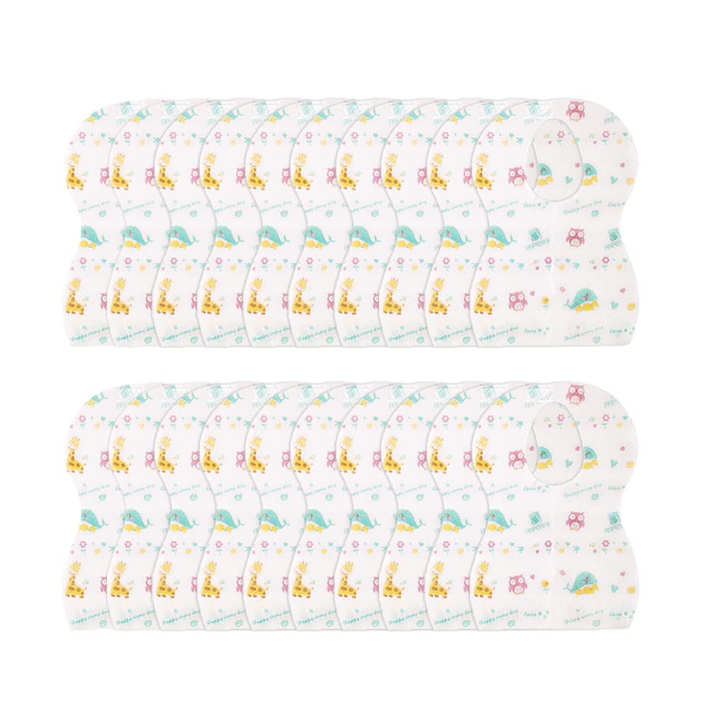 TOYANDONA Baby Disposable Feeding Bibs with Catcher Pocket 20Pcs Adjustable Toddler Drool Bib Set Lightweight Portable for Mealtime