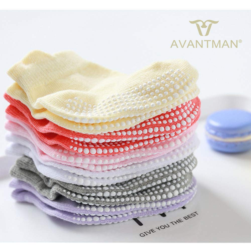 AVANTMEN Baby Socks with Grips Non Slip for Babies Girls Boys Toddlers Infants Kids Ankle Socks Anti Skid 6/12 Pack (12 Pack Girls - Assorted Solid, 1-3T)