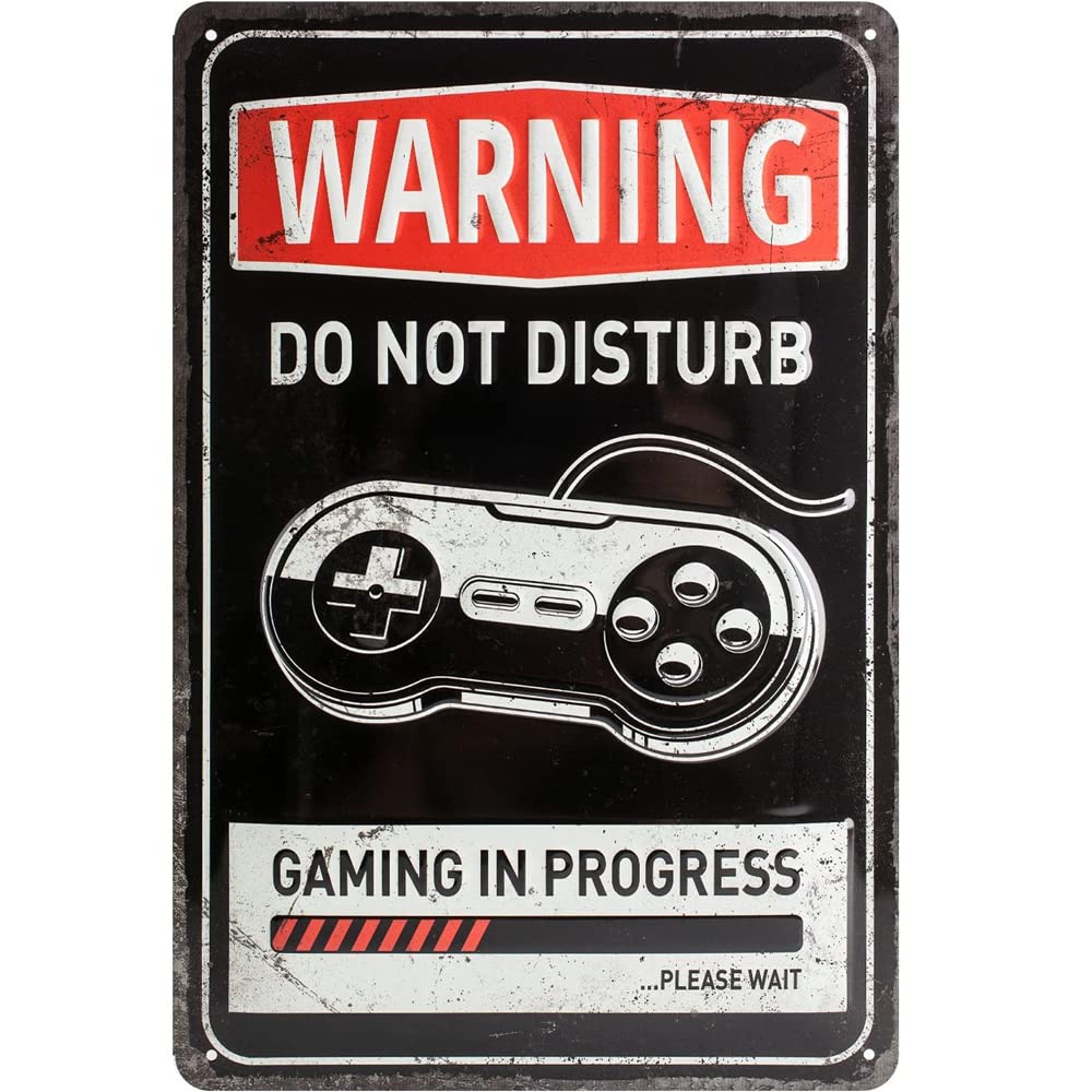 Nostalgic-Art Retro Tin Sign – Achtung – Gaming in progress – Warning Sign as gift idea, Metal Plaque, Vintage design for decoration, 20 x 30 cm