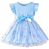Toddler Baby Girls Tulle Tutu Dress Ruffle Sleeve Fluffy Dresses Cute Summer Sundress for Party Beach Casual