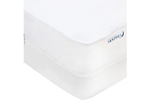 Zippered Mattress Protector Double, Terry Surface, 6-Side Hypoallergenic Waterproof Full Mattress Encasement, Durable Zipper,