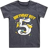 Geoyune 2-6 Years Boys Birthday Shirts Toddler Bday Construction Graphic Cotton Short Sleeve T-Shirt