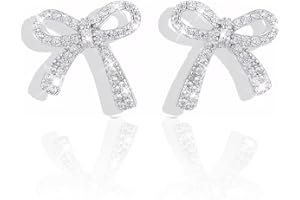 ECOZRAN Gold Bow Earrings for Women, Long Tassel Chain Drop Earrings, Trendy Small Bow Earrings, Ribbon Waterfall Dangling Earrings, Pearl Bow Earrings, Sparkly Elegant Bowknot Preppy Jewelry Gifts for Women