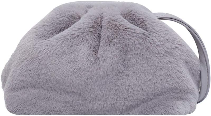 Purses and Handbags for Women Retro Wallet Clutch Crossbody Bags Shoulder Bags Designer Dumplings Messenger Evening Bag Fuzzy Fur Pouch Small Grey