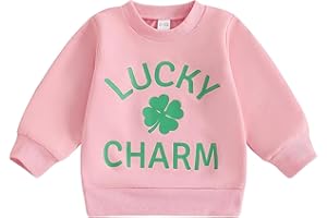 Ouliycoqi St. Patrick's Day Toddler Baby Boy Girl Sweatshirts Crewneck Four Leaf Clover Pullover Tops Shirts Activewear
